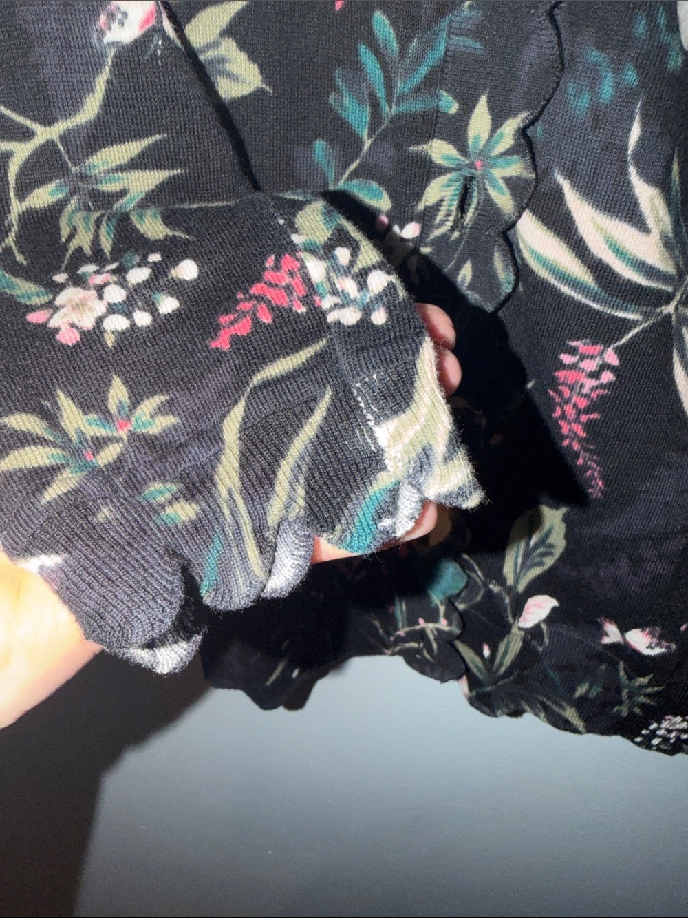 kate spade Black Floral Long-Sleeve Button Top with Lace Trim - Picture 3 of 5